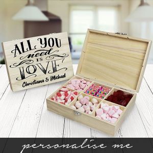 All You Need Is Love Wooden Sweet Box - 6 Compartment
