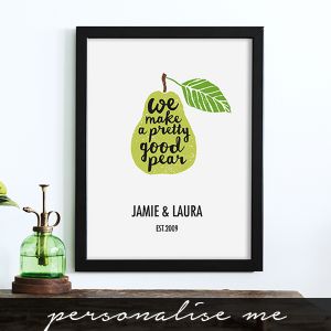 Pretty Good Pear Poster Lifestyle in black frame
