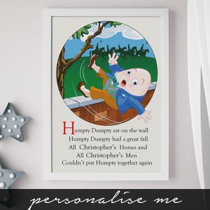 Personalisation Humpty Dumpty Poster Lifestyle shot in White Frame